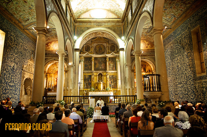 Church of Santa Maria in Óbidos during the wedding ceremony.