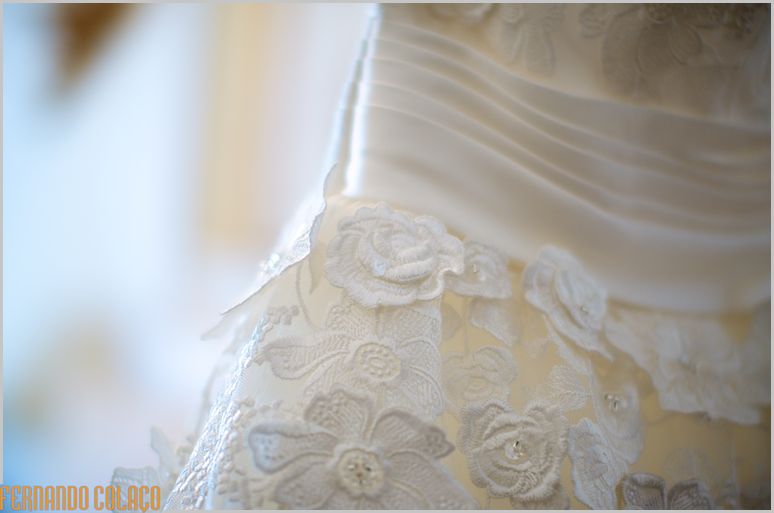 A detail of the bride's dress.
