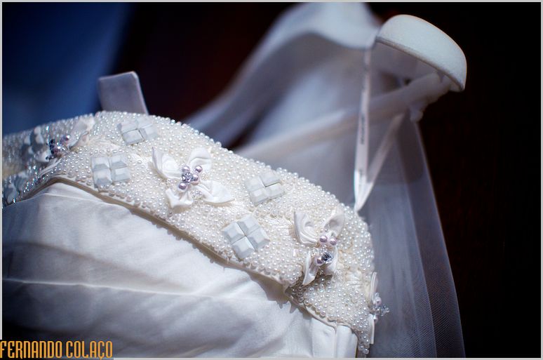 Decorations on the bride's dress
