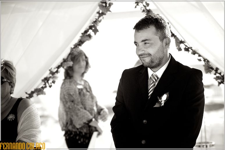 The groom waiting for the bride for the wedding ceremony.