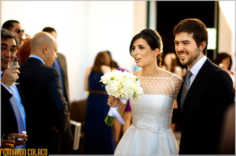 The newlywed couple as they arrive at the wedding party venue.