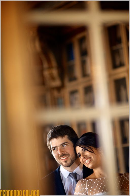 From faces together, to the engaged couple seen through a window, by the wedding photographer.