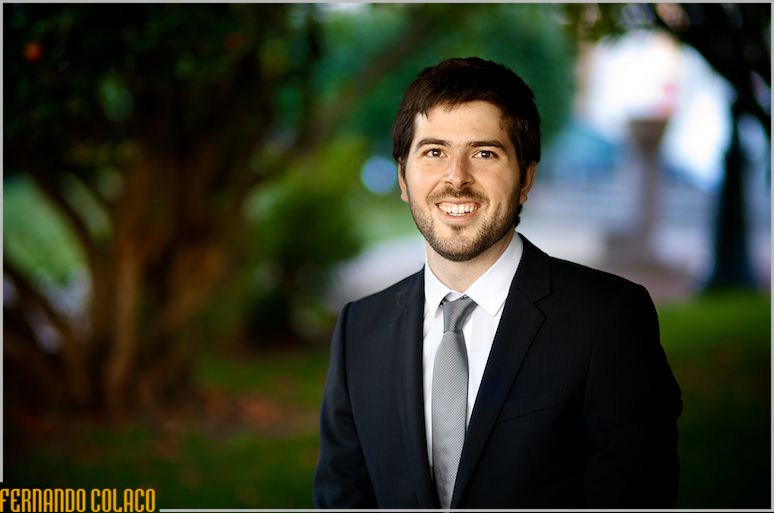 Groom with the trees in the garden of the Museum of Ancient Art in Lisbon.