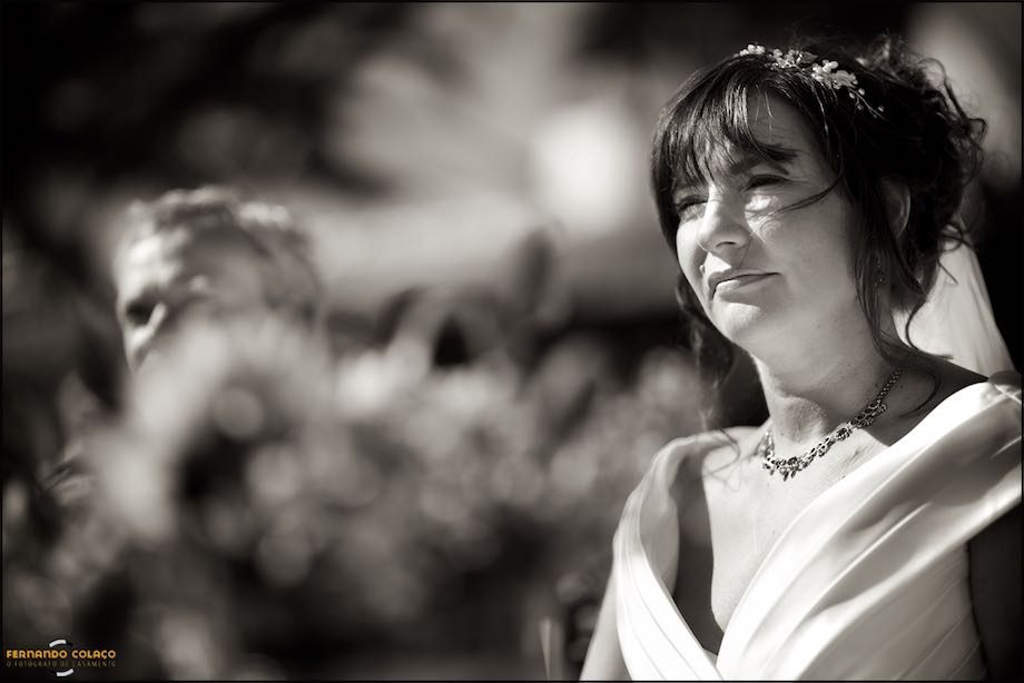 The bride attends her wedding ceremony at Morada do Sol in Sintra.