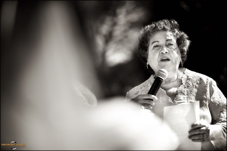 The mother of the bride in a speech during the wedding ceremony.